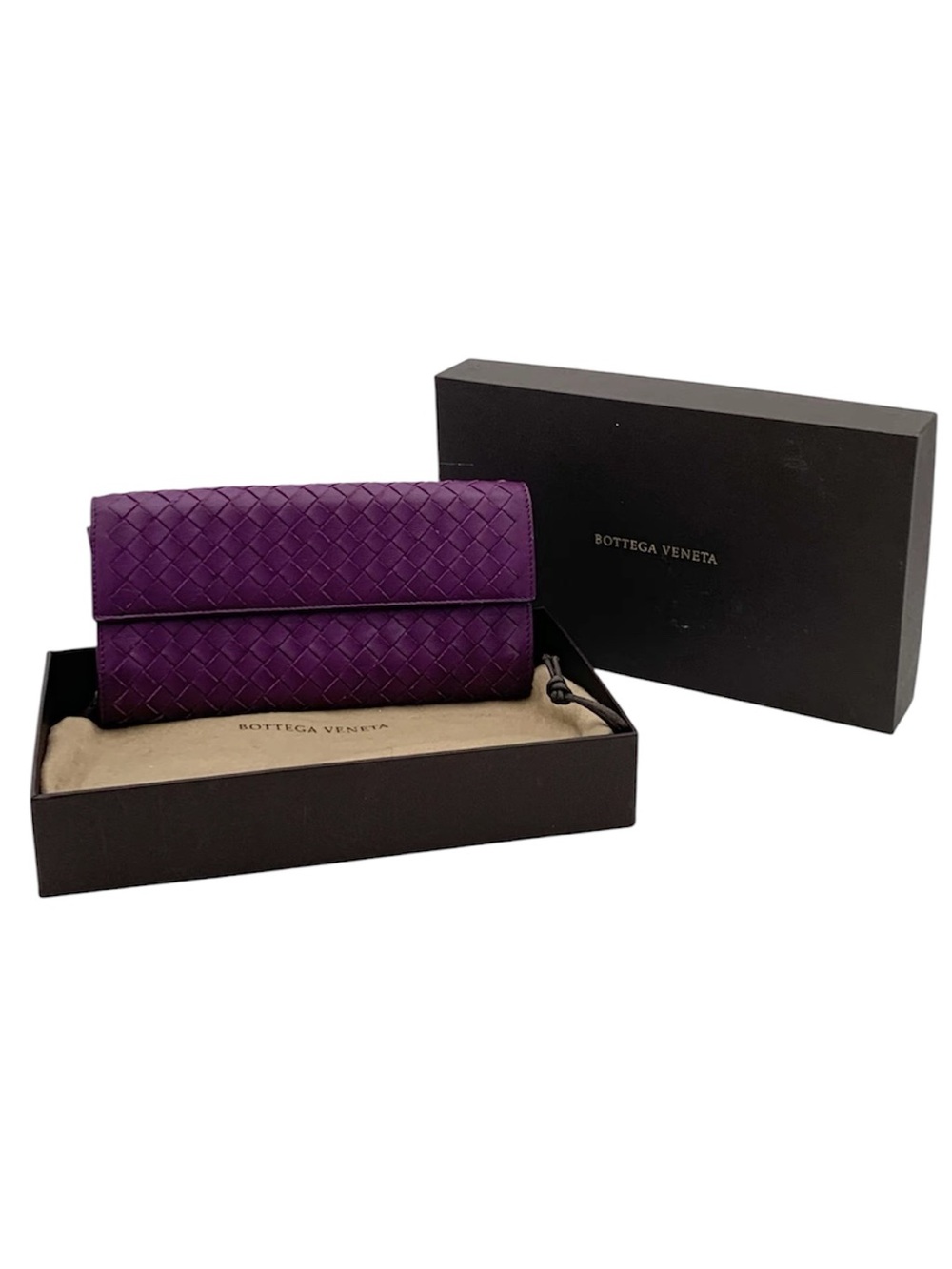Bottega Veneta Violet Intrecciato Leather Fold-Over Wallet
